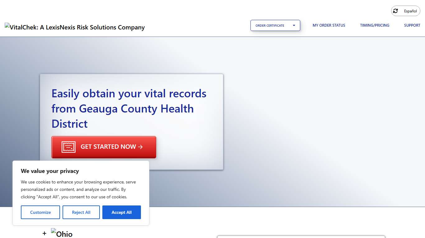 Geauga County Health District (OH) | Order Certificates - VitalChek
