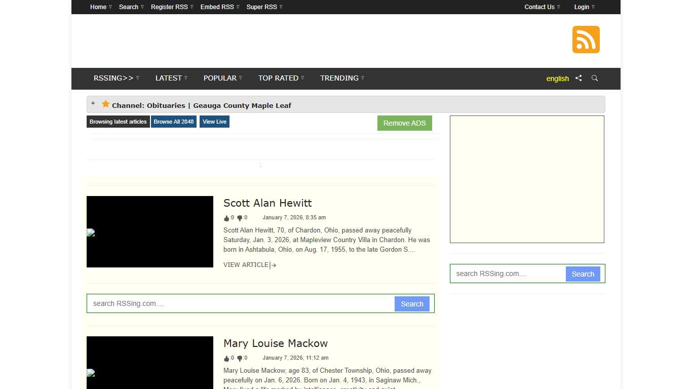 Obituaries | Geauga County Maple Leaf